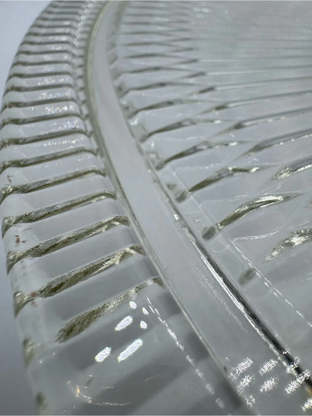 Vintage Jeanette Glass Anniversary Ribbed “Starburst” 12 1/2” Cake Plate Platter